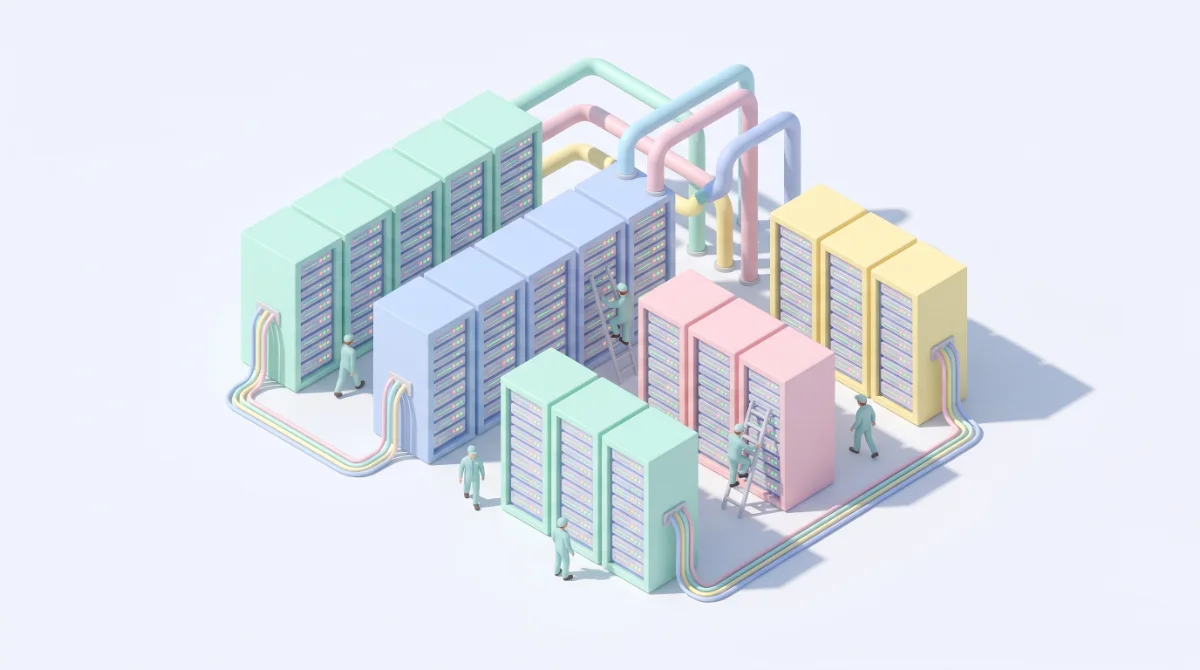 Generated example: isometric data-center illustration